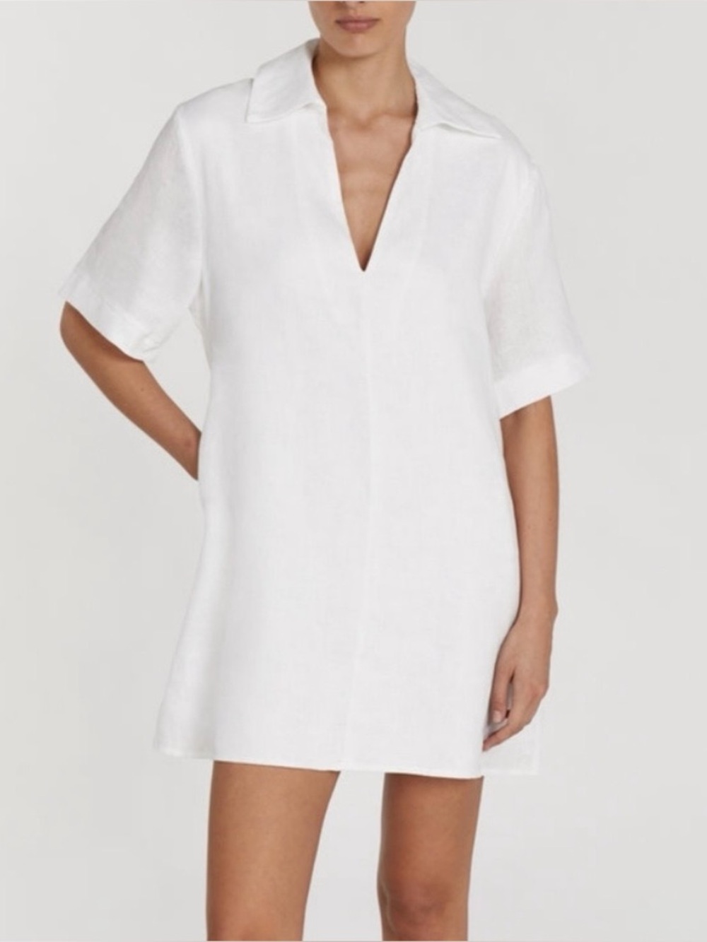 DISSH Candice Linen Smock Dress Pockets White Size 2